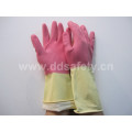 Bicolor Latex Neoprene Flock Liner Diamond Grip Straight Cuff Household Working Gloves (DHL214)